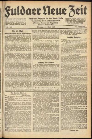 Ausgabe vom Montag, den 29. Mai 1922.