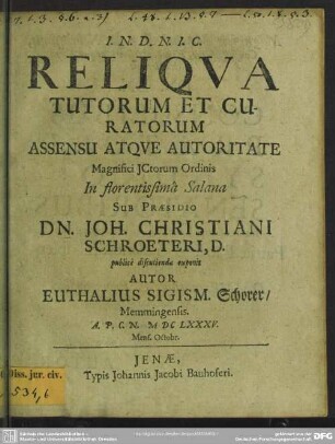 Reliqua tutorum et curatorum