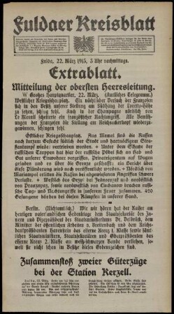 Zweite Ausgabe vom Montag, den 22. März 1915.