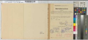 Bauwerksverzeichnis und Nachweisung der bei dem Geschlossenhalten der Schranke (Anrufschranken) am Feldwegübergang in km 99,235 der Bundesbahnstrecke Hagen-Siegen (Gemarkung Buschhütten) berührten Wege- und Vorflutverhältnisse, nebst Bezeichnung der für sie entworfenen baulichen Anlagen, o. M. Stnr.: 51, Iwü, Bunr.: 105, Blnr.: 1