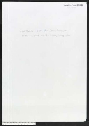Leo Perutz Liste der Übersetzungen : zusammengestellt vom Paul Zsolnay Verlag, Wien
