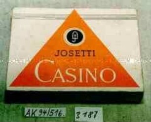 Pappschachtel mit Inhalt für 20 Stück Zigaretten "VEB JOSETTI CASINO"