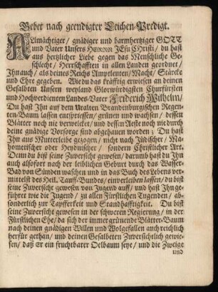Gebet nach geendigter Leichen-Predigt.