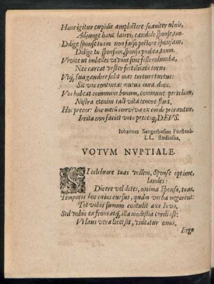 Votum Nuptiale.