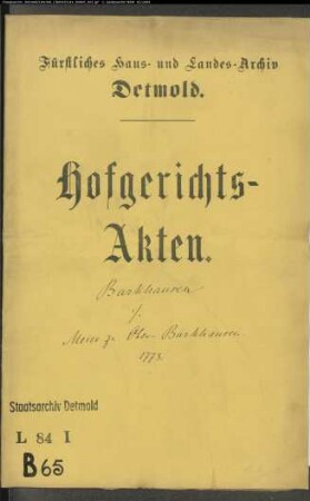 Barkhausen, Witwe zu Lemgo gegen Meier zu Oberbarkhausen
