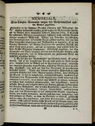 Memoriale, Dem Canzley-Verwalter wegen des Bothenmeisters und der Bothen zuzustellen. - Quittung für den Pfenningmeister.
