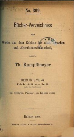 Bücher-Verzeichniss. 309. 1889