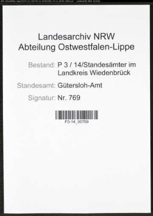Heiratsregister Standesamt Gütersloh-Amt