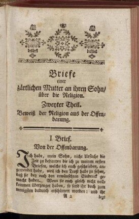 Zweyter Theil. Beweiß der Religion aus der Offenbarung.