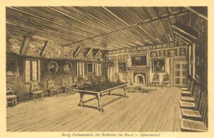 Ansichtskarte: Burg Falkenstein im Selketal im Harz - Speisesaal