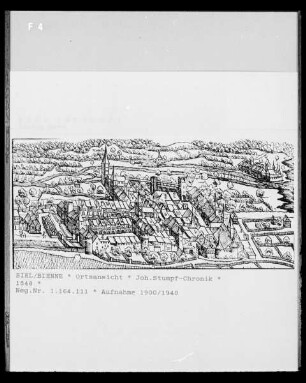 Ortsansicht von Biel (Bern) aus der Schweizer Chronik von Johannes Stumpf