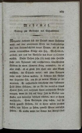 Mehemet. Beitrag zur Geschichte des Despotismus
