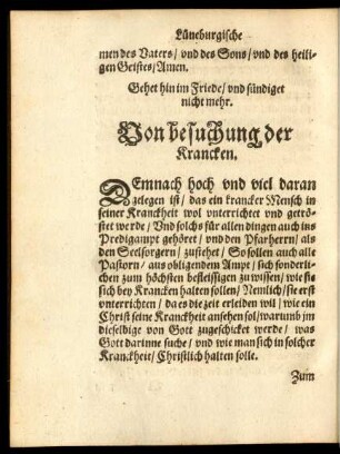 Von besuchung der Krancken.