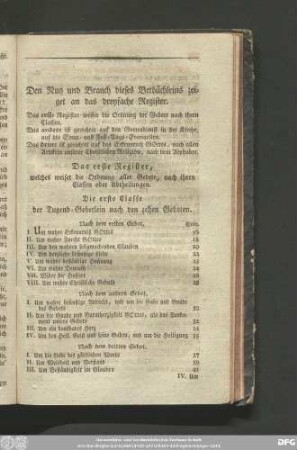 Den Nutz und Brauch dieses Betbüchlens zeiget as das dreyfache Register.