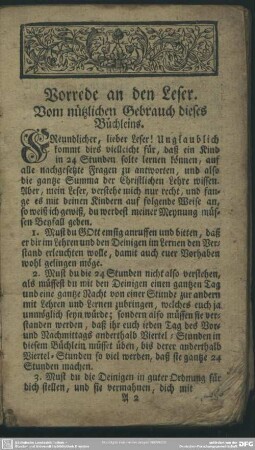 Vorrede an den Leser : Vom nützlichen Gebrauch dieses Büchleins