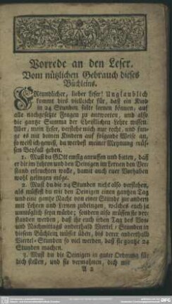 Vorrede an den Leser : Vom nützlichen Gebrauch dieses Büchleins