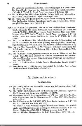 G. Unterrichtswesen
