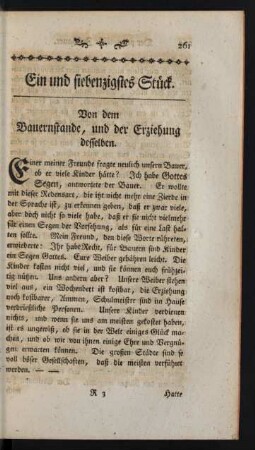 Ein und siebenzigstes Stück