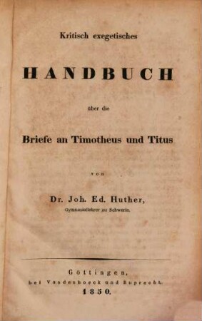 Die Briefe an Timotheus und Titus