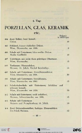 Porzellan, Glas, Keramik etc (Nr. 404-439)