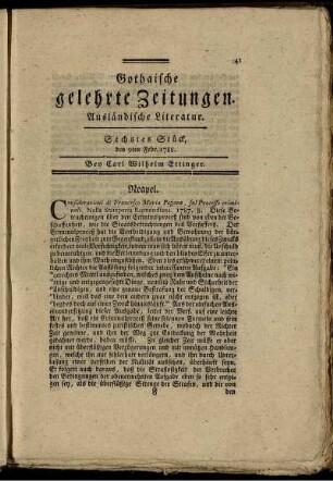 Sechstes Stück, den 9ten Febr. 1788.