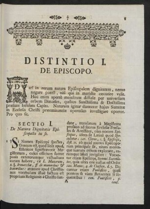 Sectio I. De Natura Dignitatis Episcopalis om Se.