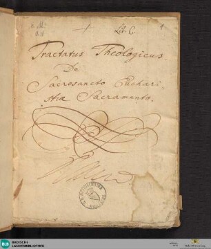 De ss. Eucharistiae sacramento - Cod. Ettenheim-Münster 318 : tractatus theologicus in III. part