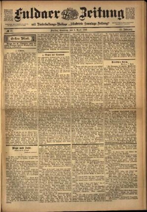 Erste Ausgabe vom Samstag, den 09. April 1898.