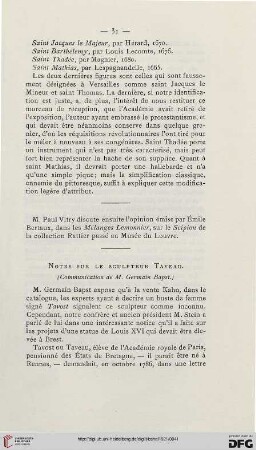 1921: Notes sur le sculpteur Taveau
