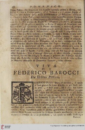 Vita di Federico Barocci da Urbino pittore