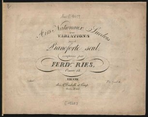 Airs Nationaux Suedois avec Variations pour le Pianoforte seul : Oeuvre 52.