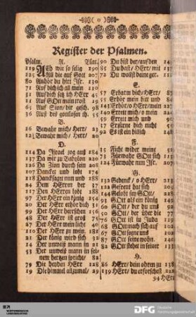Register der Psalmen.