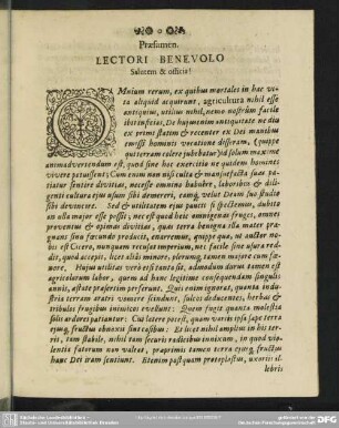 Praefamen. Lectori Benevolo Salutem & officia!