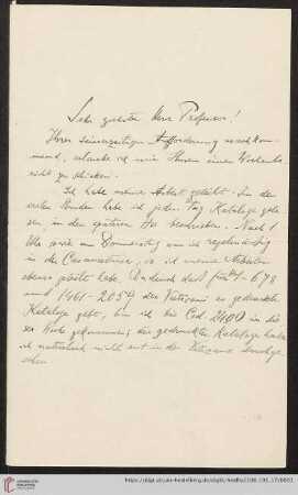 Brief von Fritz Saxl an Franz Boll