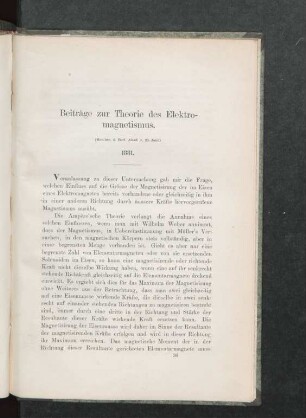 Beiträge zur Theorie des Elektromagnetismus ... 1881