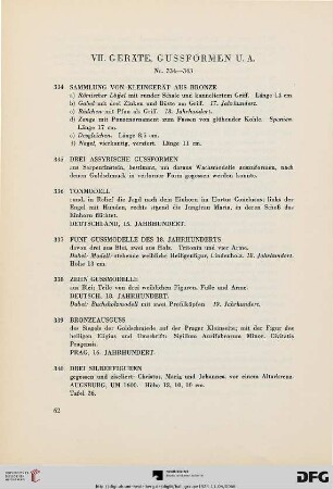 VII. Geräte, Gussformen u.a. (Nr. 334-343)