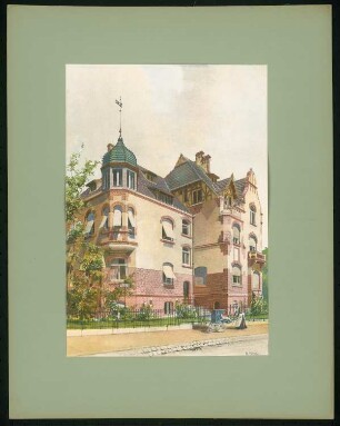 Villa Vautierstraße 94, Düsseldorf: Ansicht (aus: Moderne Villen in Meisteraquarellen, hrsg. von Gebr. R. Völkel, 1903-04)