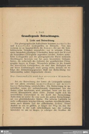I. Licht und Beleuchtung