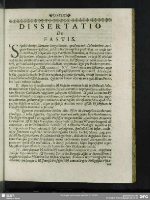 Dissertatio De Fastis
