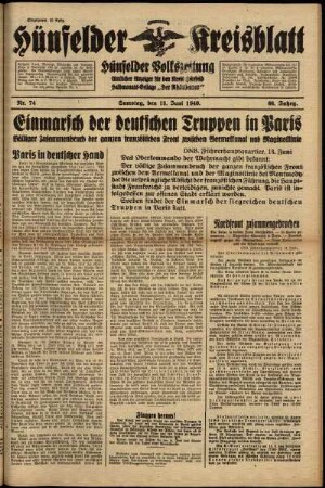 Ausgabe vom Samstag, den 15. Juni 1940.