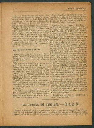 Las creencias del campesino. - Falta de fé.