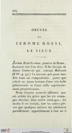 Oeuvre de Jerome Rossi, le Vieux