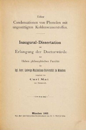 Ueber Condensationen von Phenolen mit ungesättigten Kohlenwasserstoffen ...