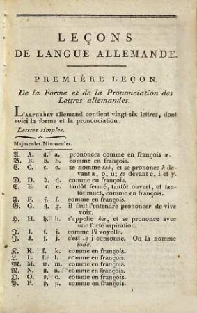 Leçons de langue allemande, ou Méthode courte et facile, tant pour enseigner que pour apprendre l'allemand