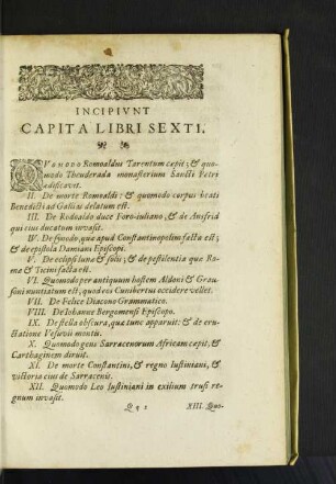 Incipivnt Capita Libri Sexti.