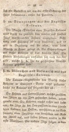 §. 12. Abbrechen und Aufmarsch mit der Angriffs-Kolonne.