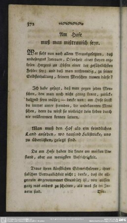Am Hofe muß man mißtrauisch seyn
