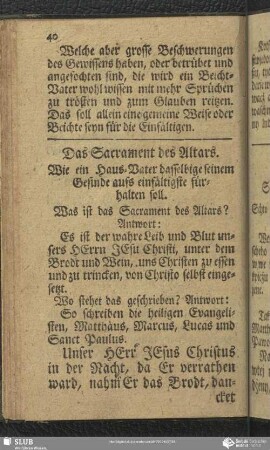 [VI.] Das Sacrament des Altars / VI. Sakrament teho wołtarja