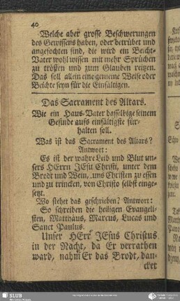 [VI.] Das Sacrament des Altars / VI. Sakrament teho wołtarja