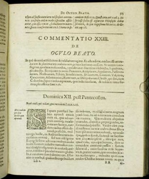 Commentatio XXIII. De Oculo Beato.